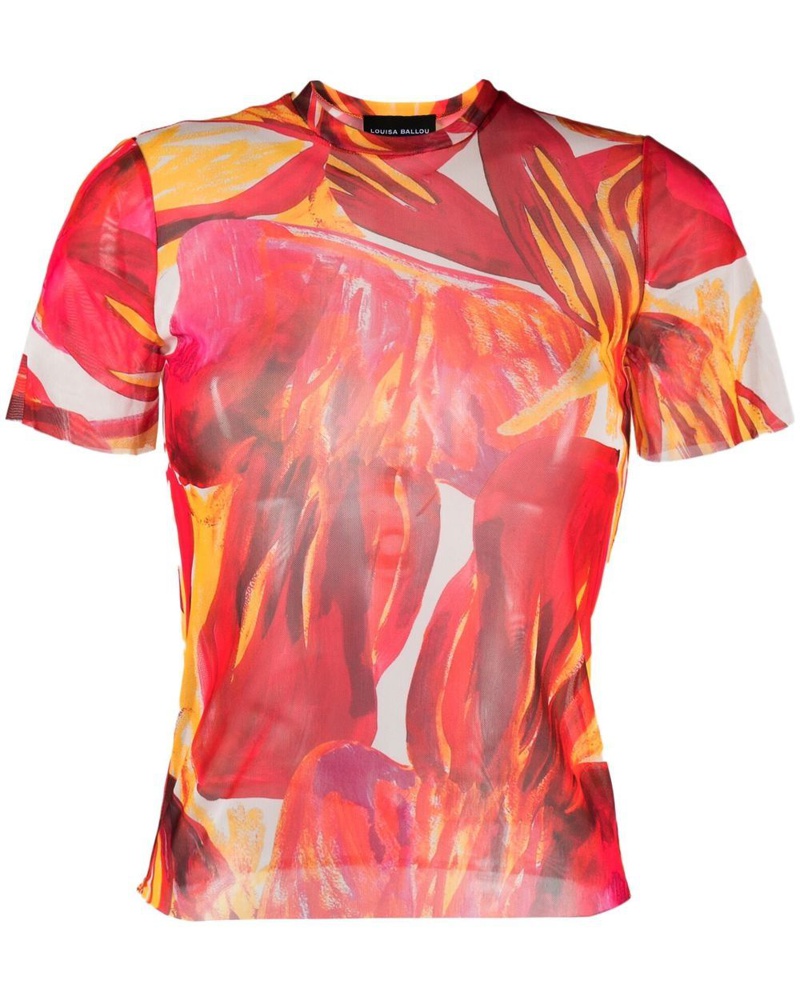 Louisa Ballou Damen Semi-transparentes T-Shirt