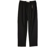 elasticated-drawstring wide-leg trousers