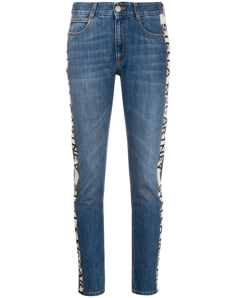 Stella McCartney Damen Cropped-Jeans mit Logo-Streifen