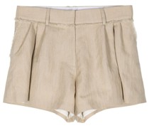 pleated cotton-blend shorts