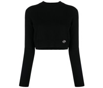 Cropped-Pullover mit Logo-Patch