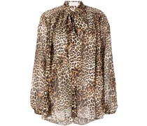 Seidenbluse mit Leoparden-Print