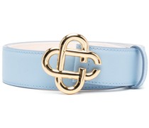 logo-plaque leather belt