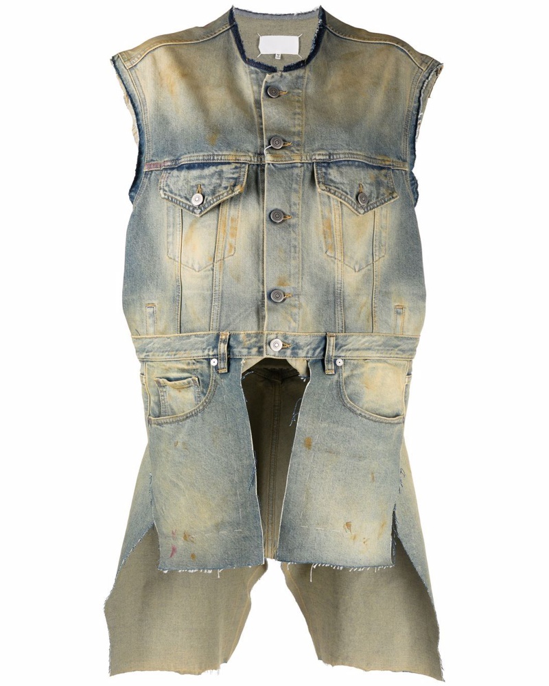 Maison Margiela Damen Asymmetrische Derelict Jeansweste