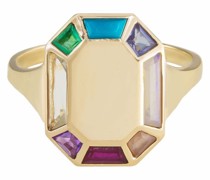 9kt Tableau Octagon Gelbgoldring