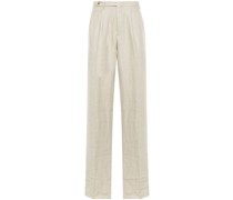 pleat-detail linen trousers
