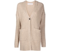 Gerippter Cardigan mit V-Ausschnitt
