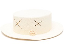 perforated raffia canotier hat