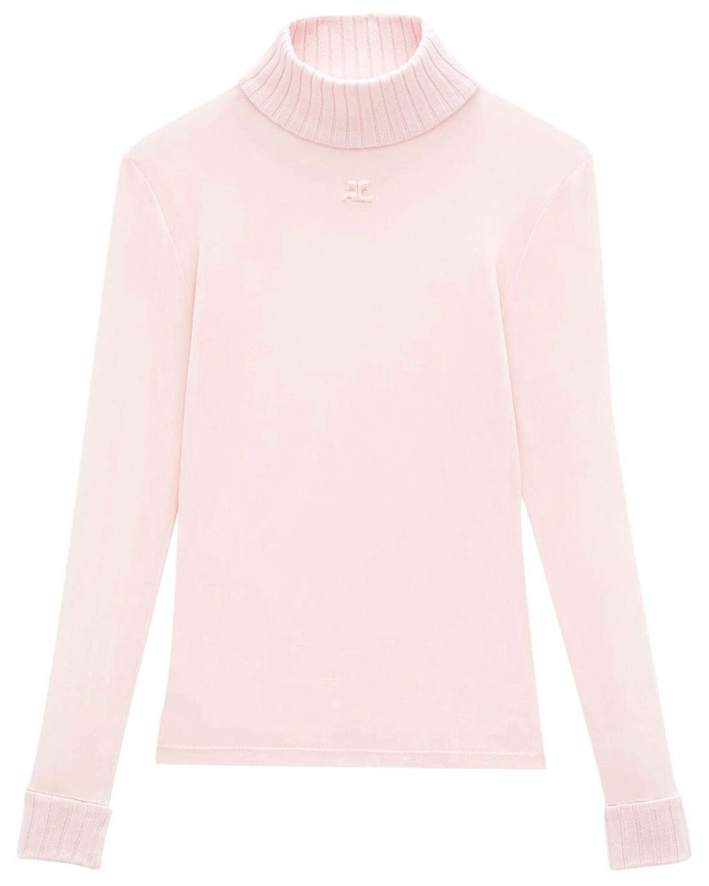 Courrèges Damen Rollkragenpullover mit Logo-Patch
