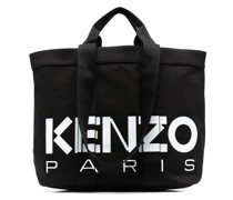 Shopper aus Canvas mit Logo-Print