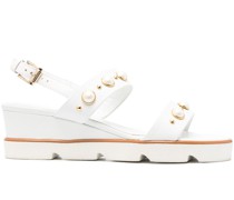pearl-detail leather sandals