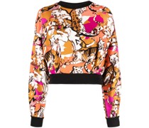 Cropped-Sweatshirt mit Animal-Print