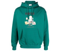 illustration-print cotton hoodie