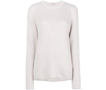 Cremefarbener Rippstrickpullover