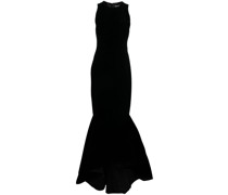 ruffle-hem velvet dress