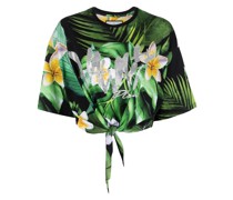 Cropped-T-Shirt mit Blumen-Print