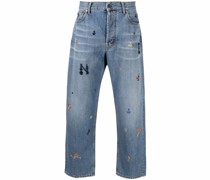 Bestickte Straight-Leg-Jeans