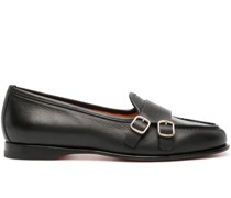 double-buckle leather loafers