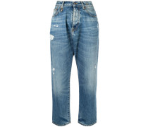 Boyfriend-Jeans in Distressed-Optik