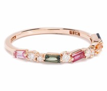 18kt Rainbow Rotgoldring mit Saphiren