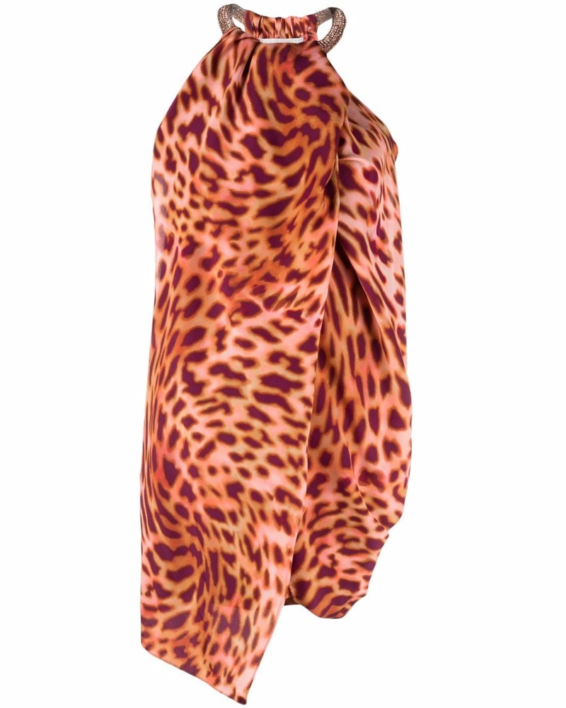 Stella McCartney Damen Neckholder-Top mit Leoparden-Print