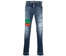 Slim-Fit-Jeans mit Patchwork-Detail