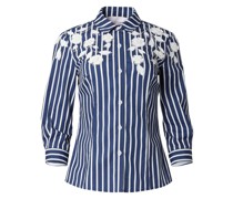 floral-appliqué stripe-print shirt