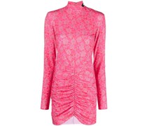Gerafftes Minikleid mit Blumen-Print