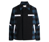 plaid-pattern worker jacket