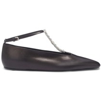 crystal-embellished leather ballerina shoes