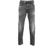 Halbhohe Jeans im Distressed-Look