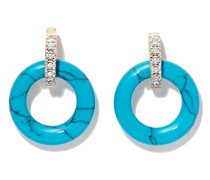 14kt Gelbgoldohrstecker mit Türkis und Diamanten