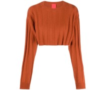 Gerippter Cropped-Pullover