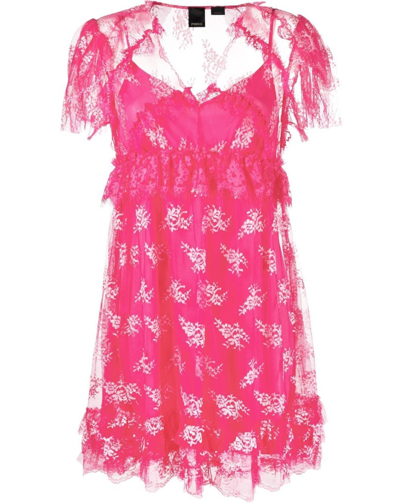 Pinko Damen Spitzenkleid mit V-Ausschnitt