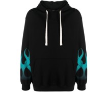 flame-print cotton hoodie