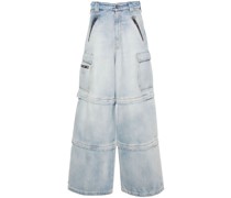 High-Rise-Jeans mit abnehmbarem weitem Bein