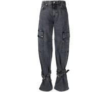 Weite Cargo-Jeans mit hohem Bund