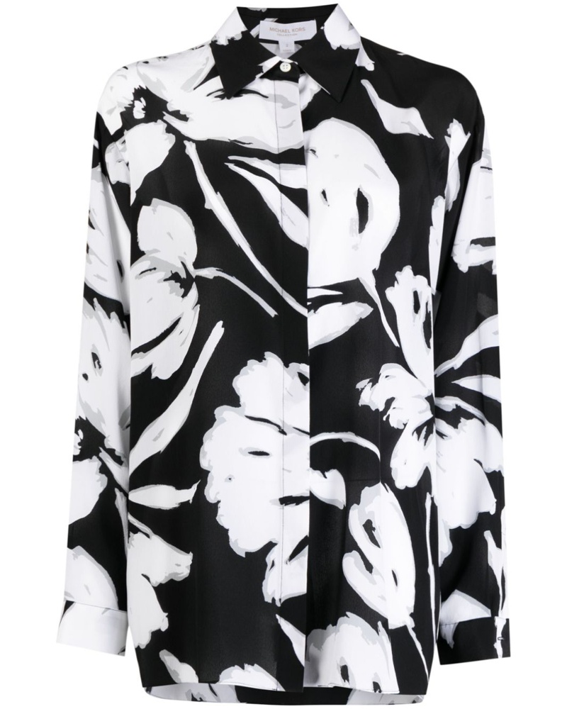 Michael Kors Damen Seidenhemd mit Blumen-Print