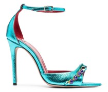 Metallic-Sandalen mit Kristallen
