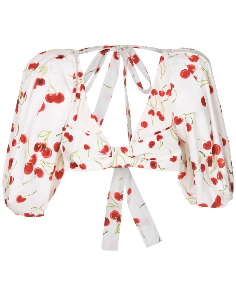 Adriana Degreas Damen Cropped-Top mit Kirschen-Print