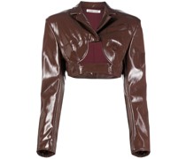 cut-out patent cropped jacket