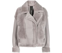 Lederjacke mit Shearling-Besatz