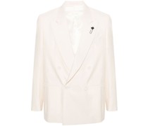 double-breasted linen-blend blazer