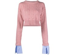 Cropped-Pullover mit Zopfmuster