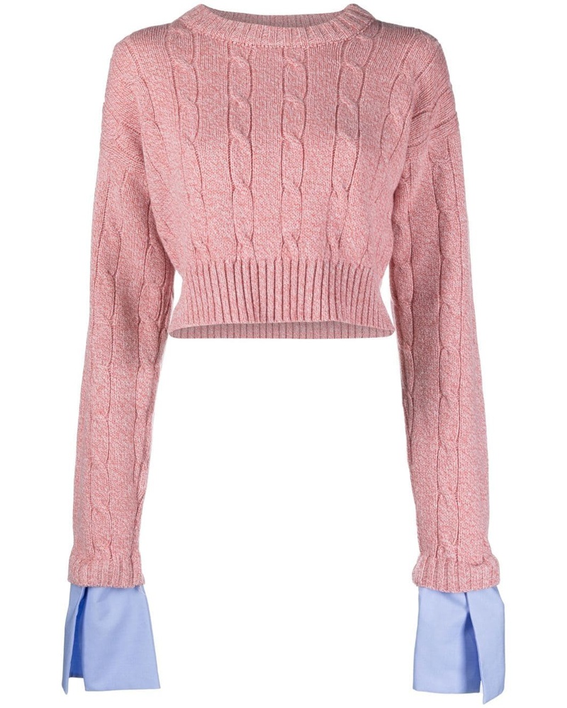 Jejia Damen Cropped-Pullover mit Zopfmuster