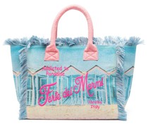 Strandtasche mit Slogan-Stickerei