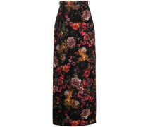 Gerader Rock mit Blumen-Print