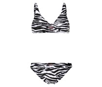 twist-detailing zebra-print bikini
