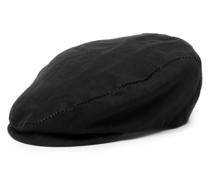 whipstitch-detail linen flat cap