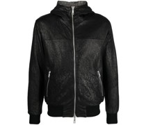 Lederjacke mit Kapuze